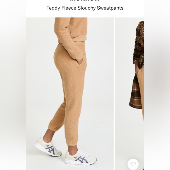 Monrow Teddy Fleece Slouchy Sweatpants in Latte color jogger sweat - Picture 6 of 12